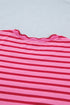 Striped Short Sleeve Scalloped Trim Side Slit T Shirt Dress
