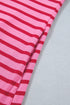 Striped Short Sleeve Scalloped Trim Side Slit T Shirt Dress