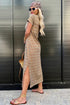 Striped Short Sleeve Side Slit Maxi T Shirt Dress