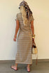 Striped Short Sleeve Side Slit Maxi T Shirt Dress