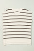 Striped Side Slit Crewneck Knit Short Sleeve Sweater