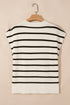 Striped Side Slit Crewneck Knit Short Sleeve Sweater