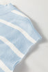 Striped Side Slit Crewneck Knit Short Sleeve Sweater