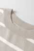 Striped Side Slit Crewneck Knit Short Sleeve Sweater