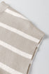 Striped Side Slit Crewneck Knit Short Sleeve Sweater