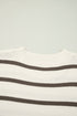 Striped Side Slit Crewneck Knit Short Sleeve Sweater