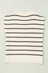 Striped Side Slit Crewneck Knit Short Sleeve Sweater