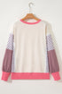 Striped Sleeve Contrast Trim Pullover Sweatshirt