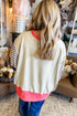Striped Sleeve Contrast Trim Pullover Sweatshirt