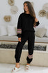 Striped Sleeve Drop Shoulder Pullover Drawstring Jogger Set