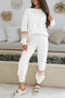 Striped Sleeve Drop Shoulder Pullover Drawstring Jogger Set