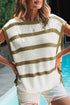 Striped Sleeveless Knit Side Tie Pullover Sweater Vest