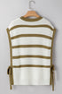 Striped Sleeveless Knit Side Tie Pullover Sweater Vest