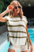 Striped Sleeveless Knit Side Tie Pullover Sweater Vest