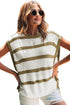 Striped Sleeveless Knit Side Tie Pullover Sweater Vest