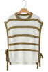 Striped Sleeveless Knit Side Tie Pullover Sweater Vest