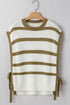 Striped Sleeveless Knit Side Tie Pullover Sweater Vest