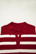 Striped Sleeveless Split Neck Collared Knit Top