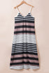 Striped Sleeveless V Neck Pocket Maxi Dress