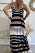 Striped Sleeveless V Neck Pocket Maxi Dress