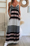 Striped Sleeveless V Neck Pocket Maxi Dress