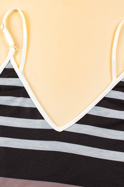 Striped Sleeveless V Neck Pocket Maxi Dress