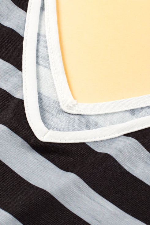 Striped Sleeveless V Neck Pocket Maxi Dress
