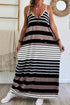 Striped Sleeveless V Neck Pocket Maxi Dress