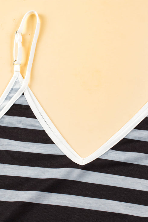Striped Sleeveless V Neck Pocket Maxi Dress
