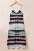 Striped Sleeveless V Neck Pocket Maxi Dress