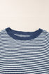 Striped Slouchy Knit Boat Neck Pullover Sweater
