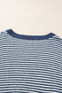 Striped Slouchy Knit Boat Neck Pullover Sweater