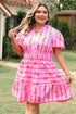Striped Smocked Bow Detail A Line Mini Dress