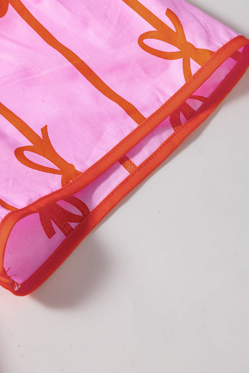 Striped Smocked Bow Detail A Line Mini Dress