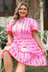 Striped Smocked Bow Detail A Line Mini Dress