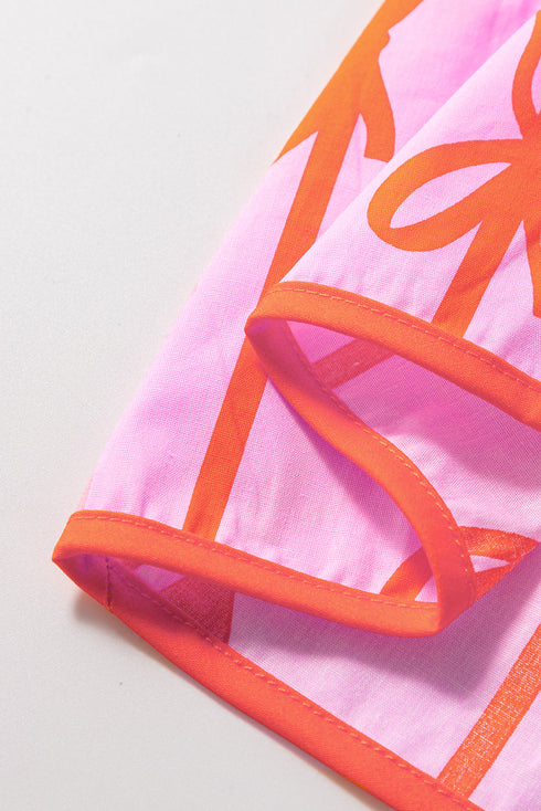 Striped Smocked Bow Detail A Line Mini Dress