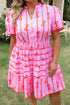 Striped Smocked Bow Detail A Line Mini Dress