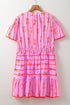 Striped Smocked Bow Detail A Line Mini Dress