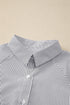 Striped Smocked Cuff Relaxed Fit Button Down Shirt
