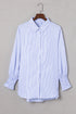 Striped Smocked Cuff Relaxed Fit Button Down Shirt