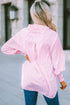 Striped Smocked Cuff Relaxed Fit Button Down Shirt