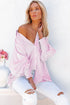 Striped Smocked Cuff Relaxed Fit Button Down Shirt