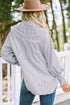 Striped Smocked Cuff Relaxed Fit Button Down Shirt