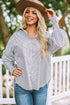 Striped Smocked Cuff Relaxed Fit Button Down Shirt