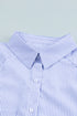 Striped Smocked Cuff Relaxed Fit Button Down Shirt