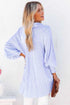 Striped Smocked Cuff Relaxed Fit Button Down Shirt