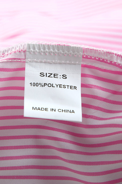 Striped Smocked Cuff Relaxed Fit Button Down Shirt