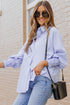 Striped Smocked Cuff Relaxed Fit Button Down Shirt