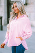 Striped Smocked Cuff Relaxed Fit Button Down Shirt