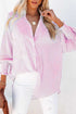 Striped Smocked Cuff Relaxed Fit Button Down Shirt
